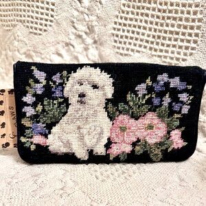Adorable Claws Collection Needlepoint Embroidered Wallet Velour Back New w Tags